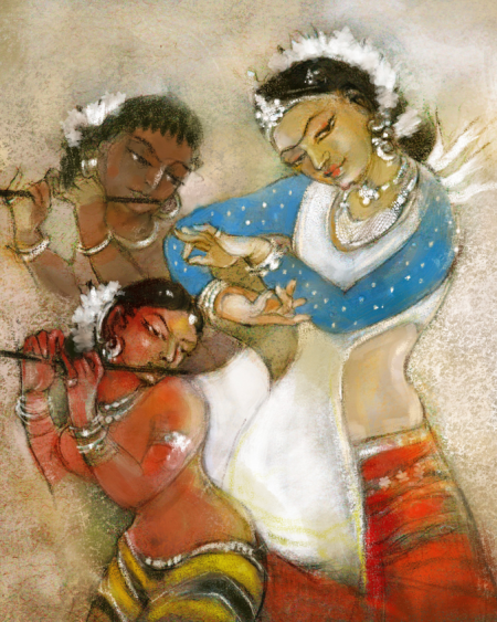 Courtly Music and Dance Scene (after Ajanta mural)