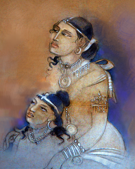 Yashodhara and Rahula (after Ajanta mural)
