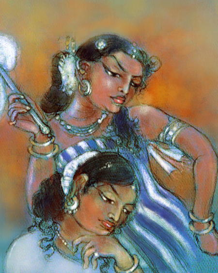 Mahajanaka Jataka Scene (after Ajanta mural)