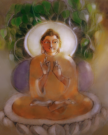 Buddha beneath the Bodhi Tree (after Ajanta mural)