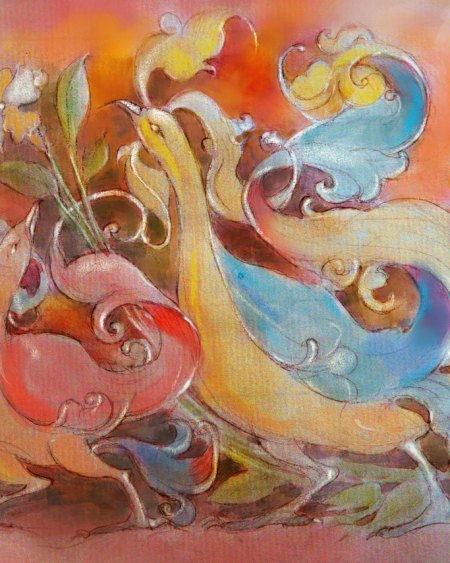 Peacock Motif (after Ajanta mural)